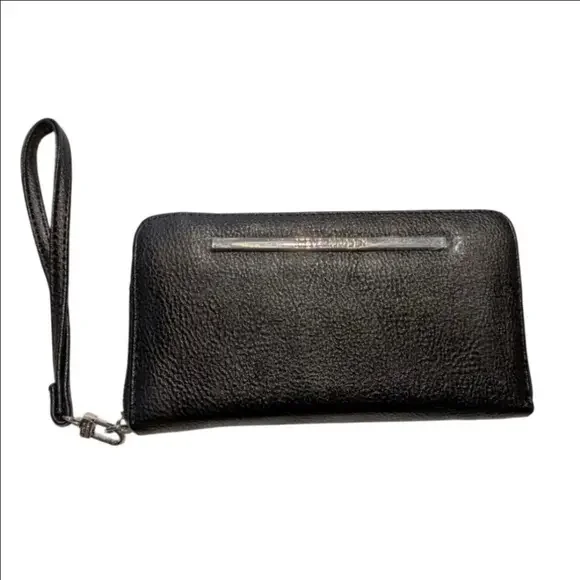 Women's Steve Madden Black Faux Leather Wristlet One Size - Picture 1 of 10